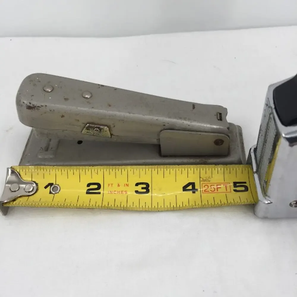 Vintage Metal Stapler Steel Movie Set Prop Small Mini Gray